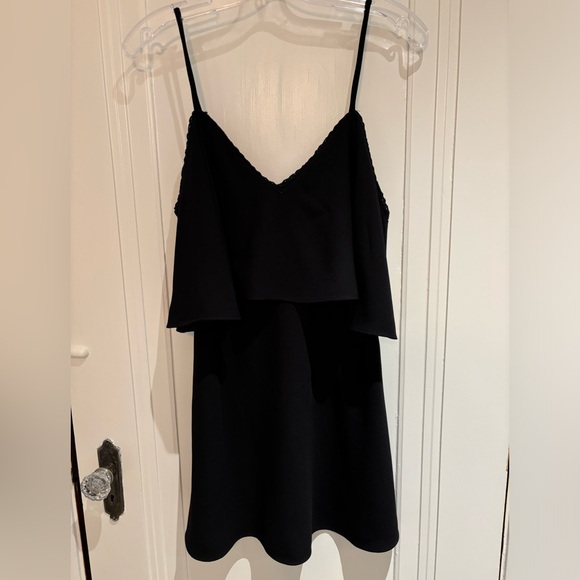 Zara Trafaluc Collection Black Cold Shoulder Draped Dress Size Small - Picture 4 of 7